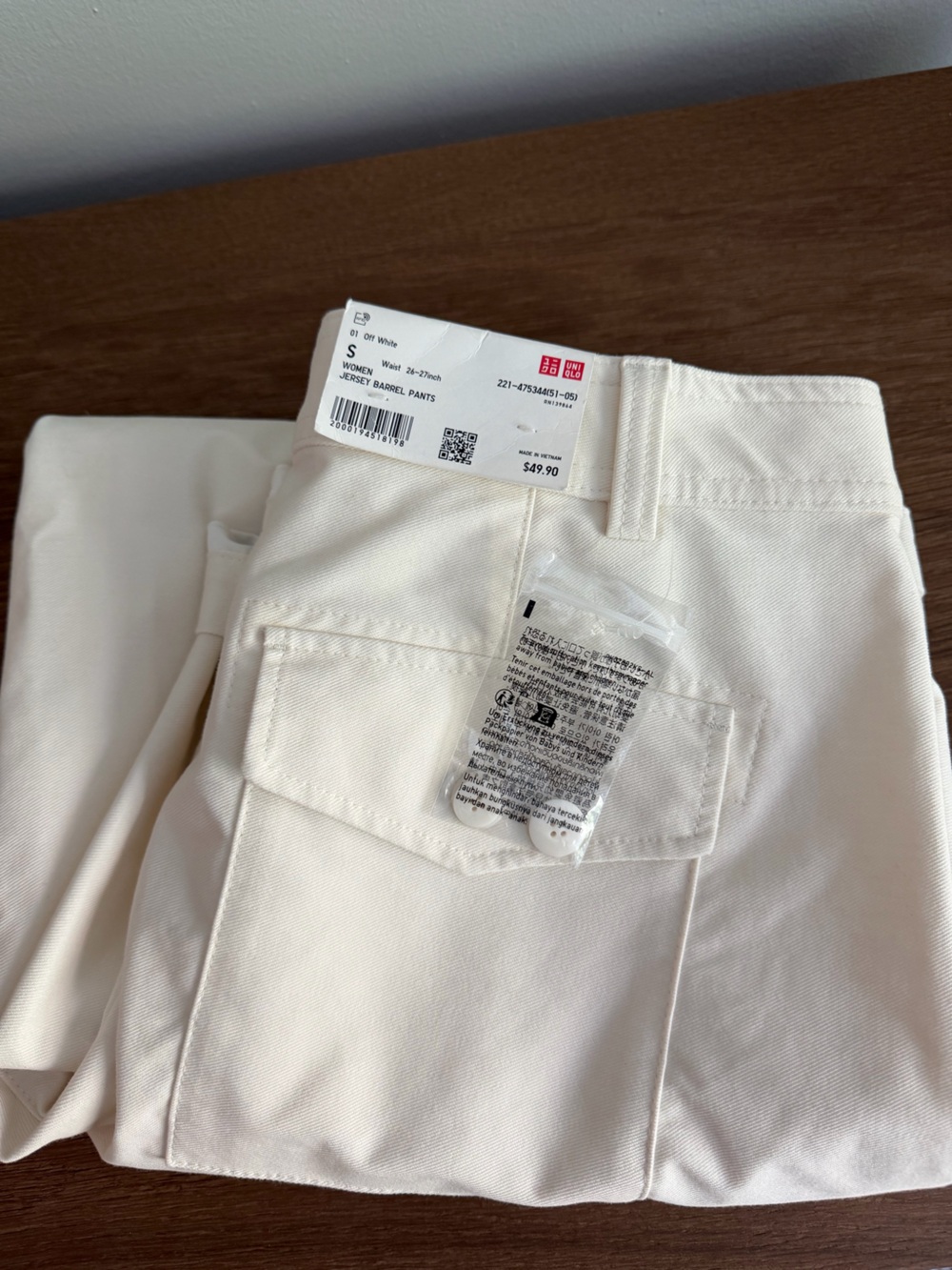 Brand New Uniqlo Cream Jersey Barrel Pants - Picture 2 of 7